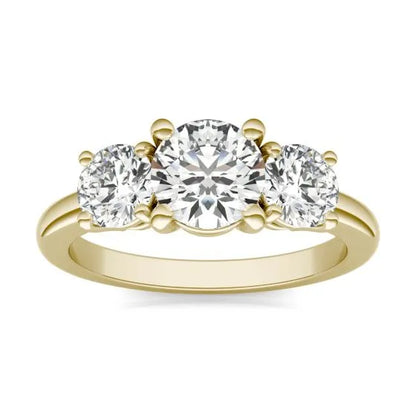 2 CTW AGI Certified Lab Grown Diamond (G-VS) Three Stone Engagement Ring in Choice of 14K Yellow or 14k White Gold