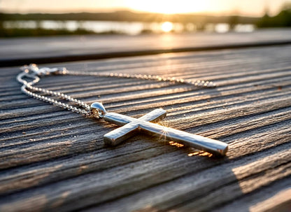 Solid sterling silver cross necklace hammered S925 custom pendant popular size women men girls boys man christian jewelry jewellery
