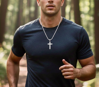 Silver cross necklace hand cut and hand hammered handmade custom pendant popular size women men man girls boys christian jewelry jewellery