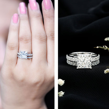 IGI Certified 2 Carat Lab Grown Diamond Princess Cut Bridal Ring Set