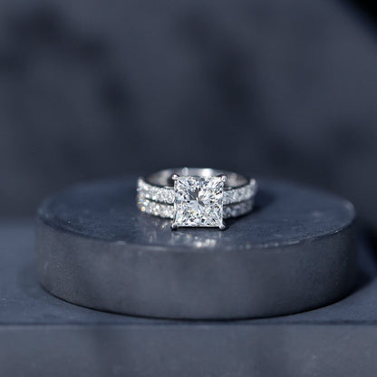 IGI Certified 2 Carat Lab Grown Diamond Princess Cut Bridal Ring Set