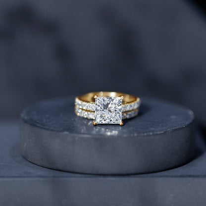 IGI Certified 2 Carat Lab Grown Diamond Princess Cut Bridal Ring Set