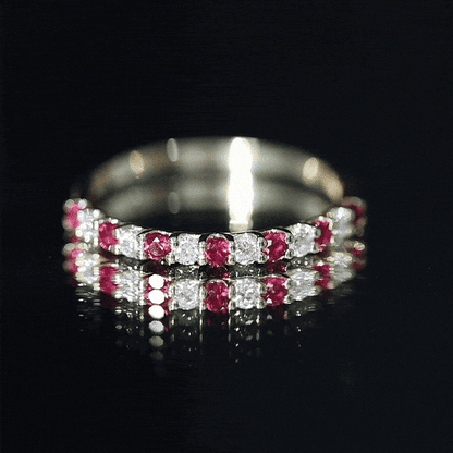 Lab Created Ruby and Diamond Stackable Band Ring