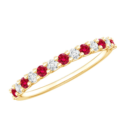 Lab Created Ruby and Diamond Stackable Band Ring