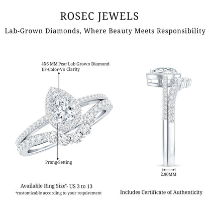 Lab Grown Diamond Designer Bridal Ring Set for Her