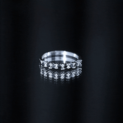 Natural Marquise Black Spinel Diamond Half Eternity Ring