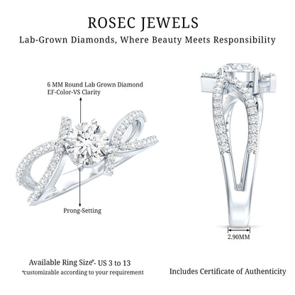 Certified Lab Grown Diamond Bypass Engagement Ring